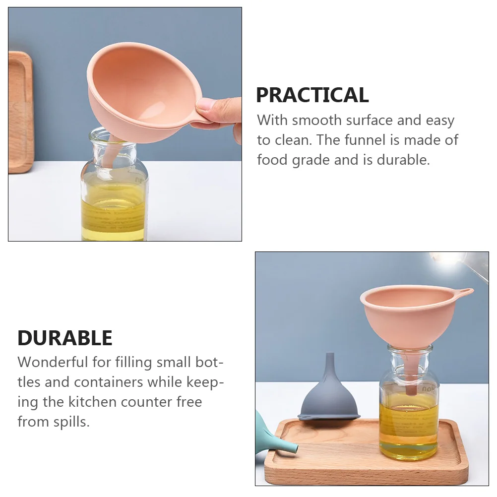 

3pcs Silicone Funnel Set Multi-Functional Liquid Filtration For Oil Wine Jam Transfer Kitchen Gadget Home Use Tools