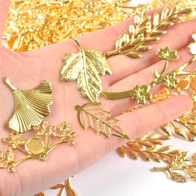 Mixed Gold Leaf Filigree Wraps Metal Crafts Connectors For Making Jewelry Accessories DIY Scrapbook Handicraft Home Decor yk0912