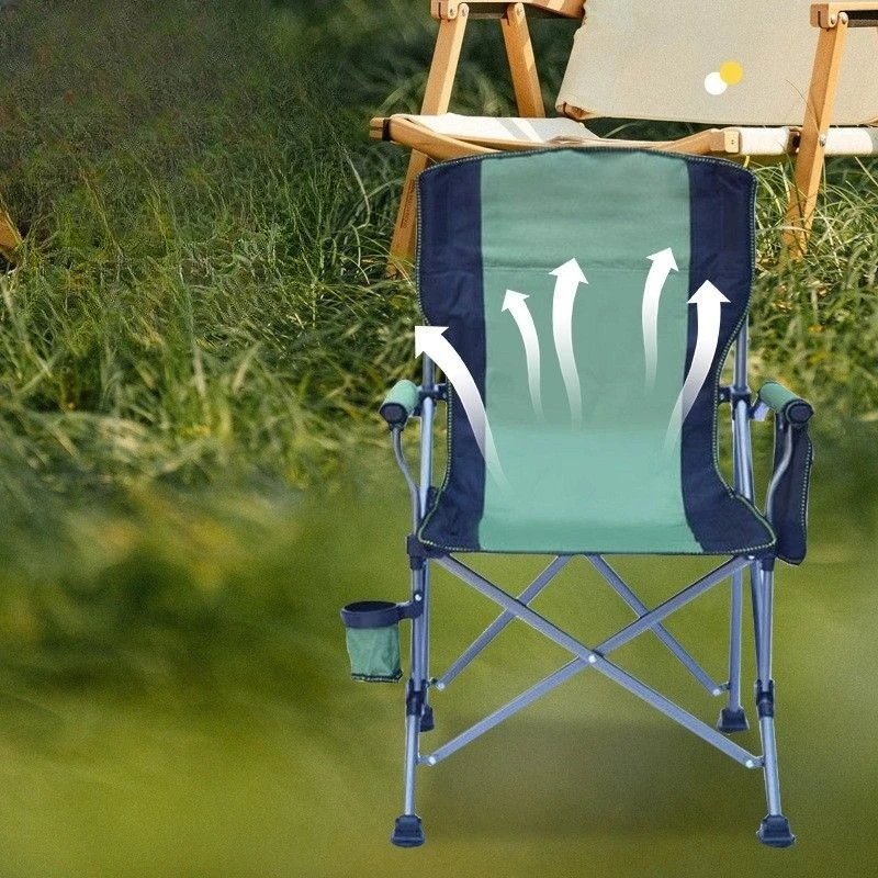 Outdoor Folding  Portable Large Armrest Beach Chair Recreational Car Camping with Backrest Comfortable Fishing Chair