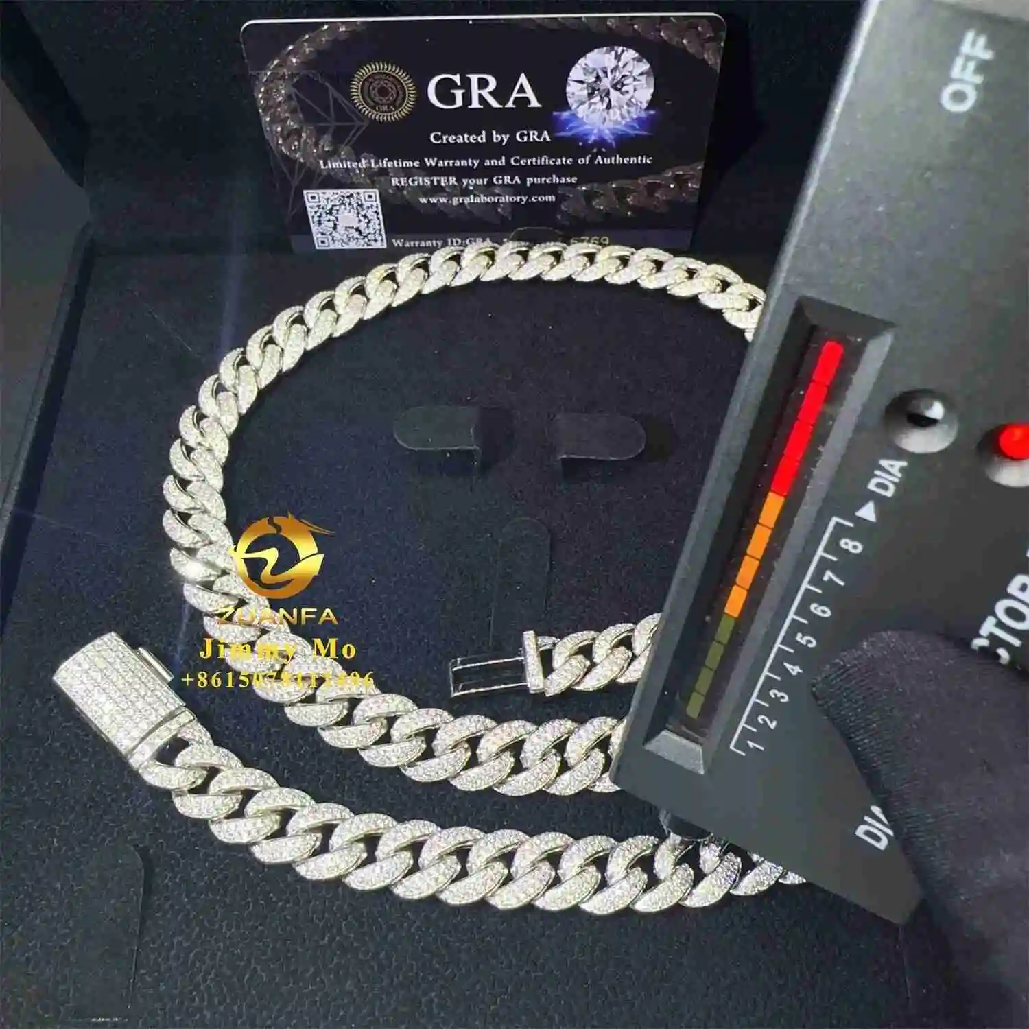 Best Selling 12mm Two Rows Iced Out Man Hip Hop Jewelry Gra Certificates Pass Diamond Tester Vvs1 Moissanite Cuban Link Chain.