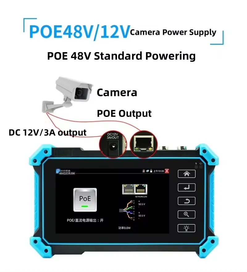 PEGATAH 12MP IPC Tester 8MP/AHD/CVI/TV/SDI CCTV Tester z wejściem HDMI VGA 5.4in Monitor CCTV dla kamery IP Tester CFTV