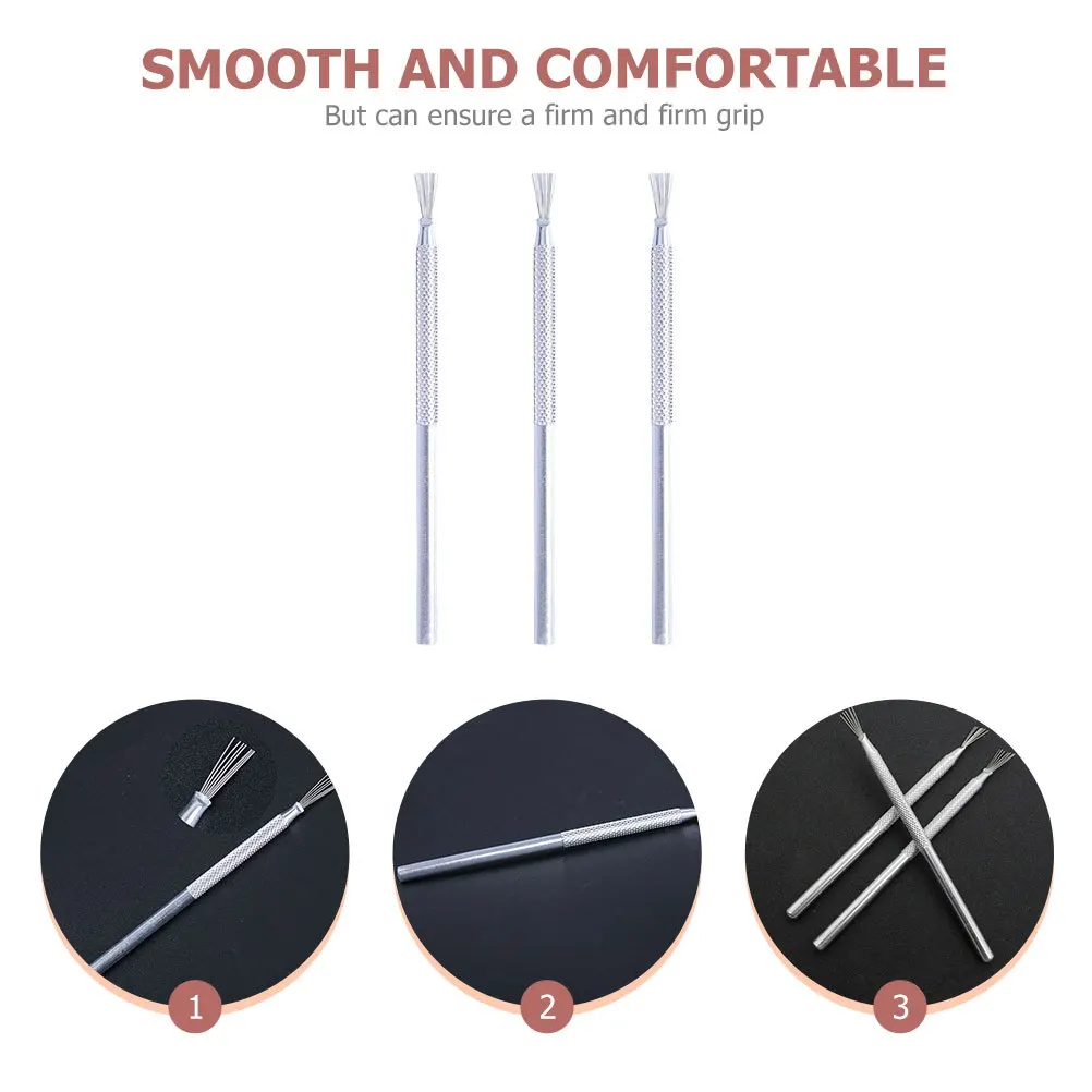 

3Pcs Steel Needle Brush Tools for Clay Carving and Modeling Premium Stainless Sculpting Tool Set for DIY Pottery Projects