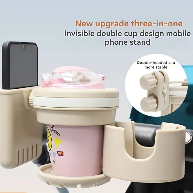 Multi-Functional Stroller Cup Holder, Three-In-One One-Hand Frame, Baby Stroller Water Bottle, Water Cup Holder, Storage Rack, U