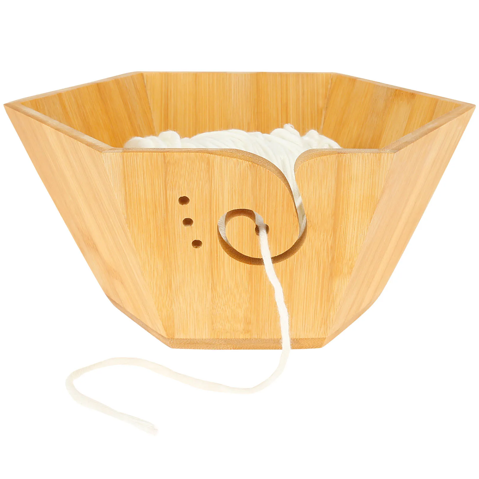 

Wood Yarn Bowl Large Woolen Knitting Storage Basket with Holes Wool Holder Organizer for DIY Knitting Crocheting Weaving Tool