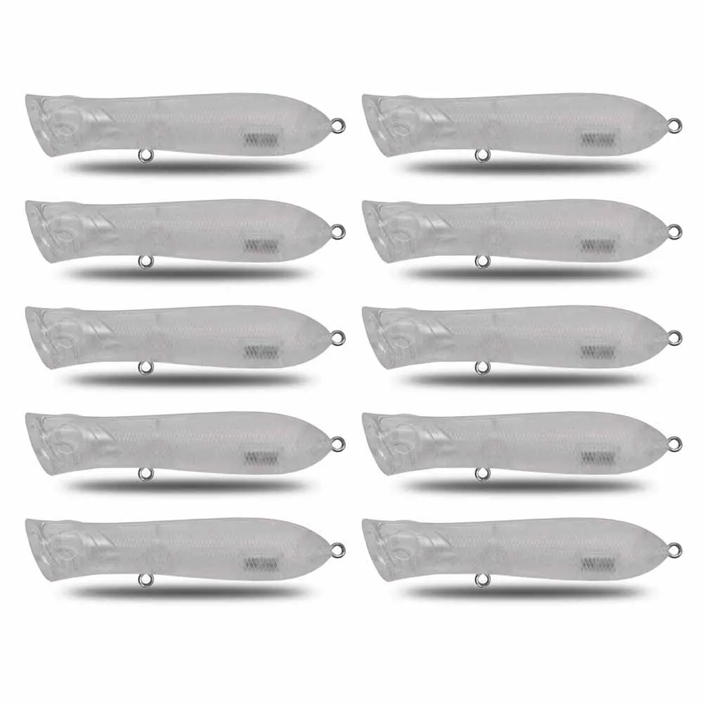 CF Lure Unpainted DIY Floating Popper 75mm 11g 10pcs Fishing Lure ABS Plastic Bait Billet