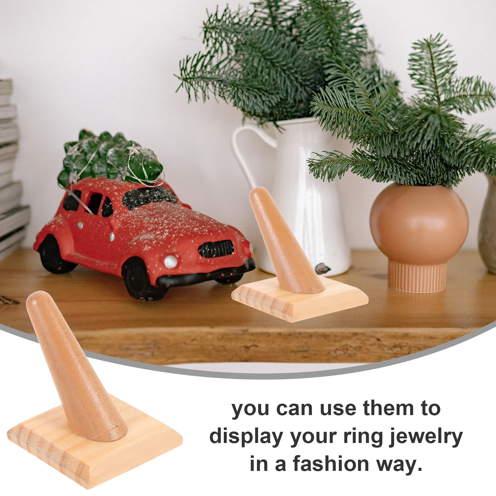 

2 шт., подставка для колец, деревянная стойка в форме ювелирных изделий, держатель для колец, органайзер для домашнего магазина, витрина, стойка, деревянная витрина