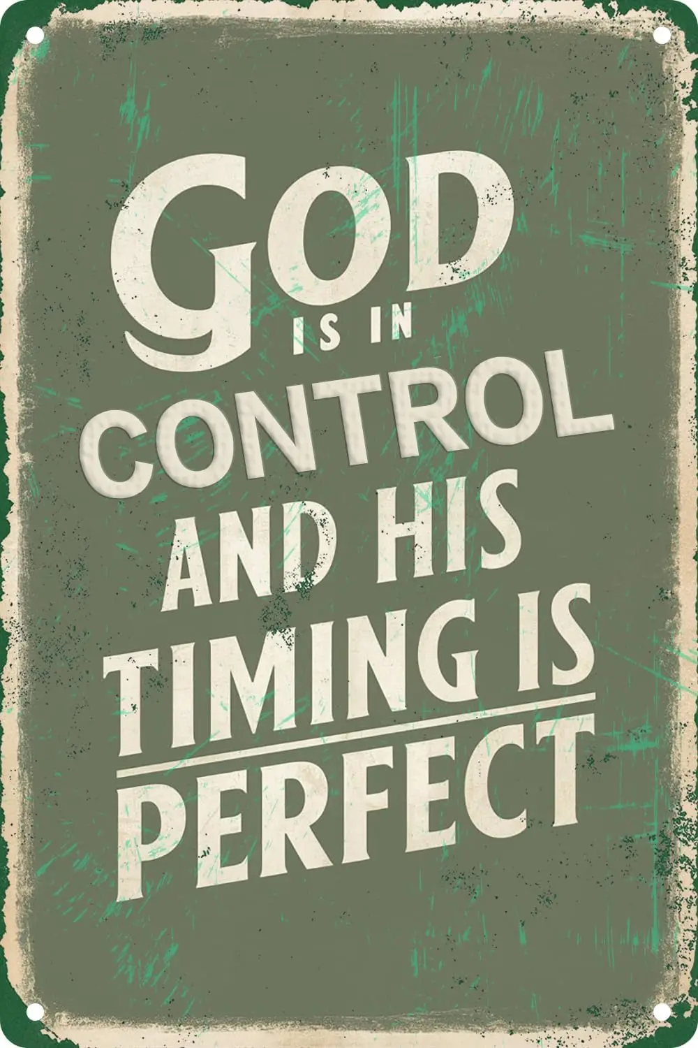 God Is In Control And His Timing Is Perfect Funny Metal Tin Sign For Bar Restaurant Home Cave Garage Wall Decor 8 x 12 Inch sign