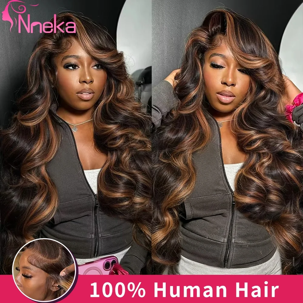 

Парик из натуральных волос 13x6 HD Highlight, омбре 1B/30, с кружевной передней частью, парик из натуральных волос 13x4 Body Wave, плотность 230, для женщин, 30-36 дюймов