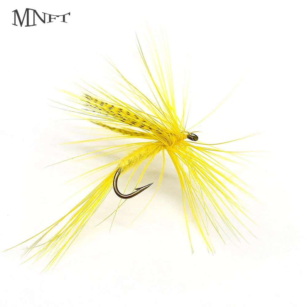 MNFT 10PCS/Bag&Box Style Yellow Mayfly Nypmh Trout Flies Fly Fishing Outdoor Fish Bait Artificial Fly Fishing Bait