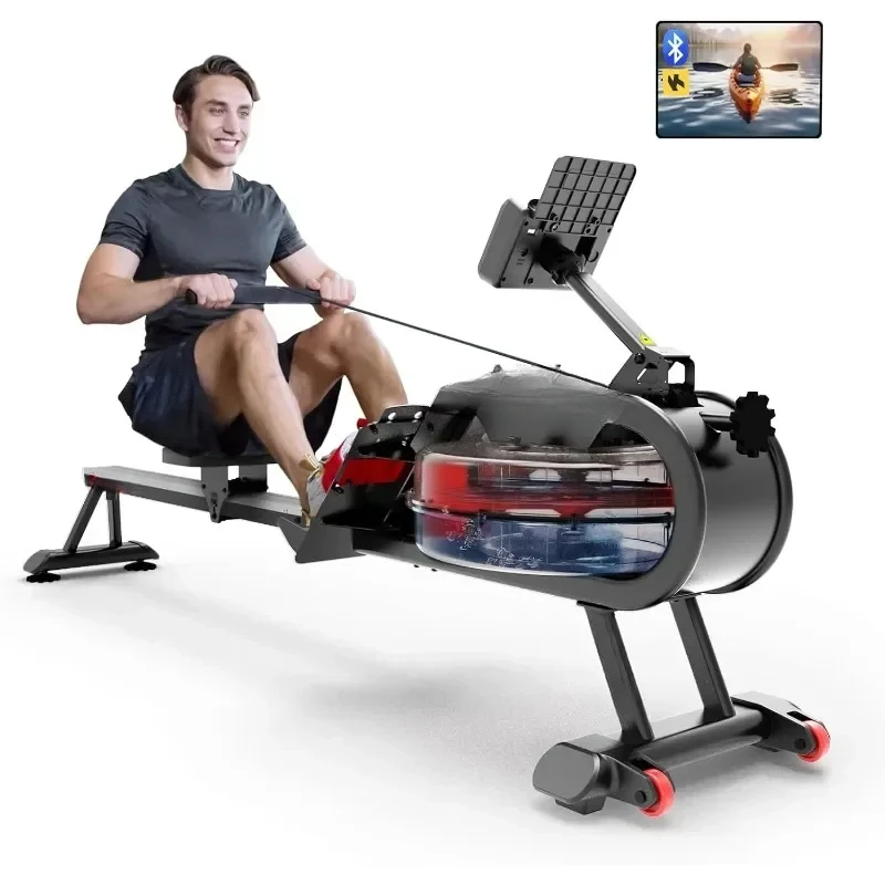 

Water Rowing Machine for Home Use, Foldable Rower Machine for Home Workout Comfortable Seat 350LBS Weight Capacity
