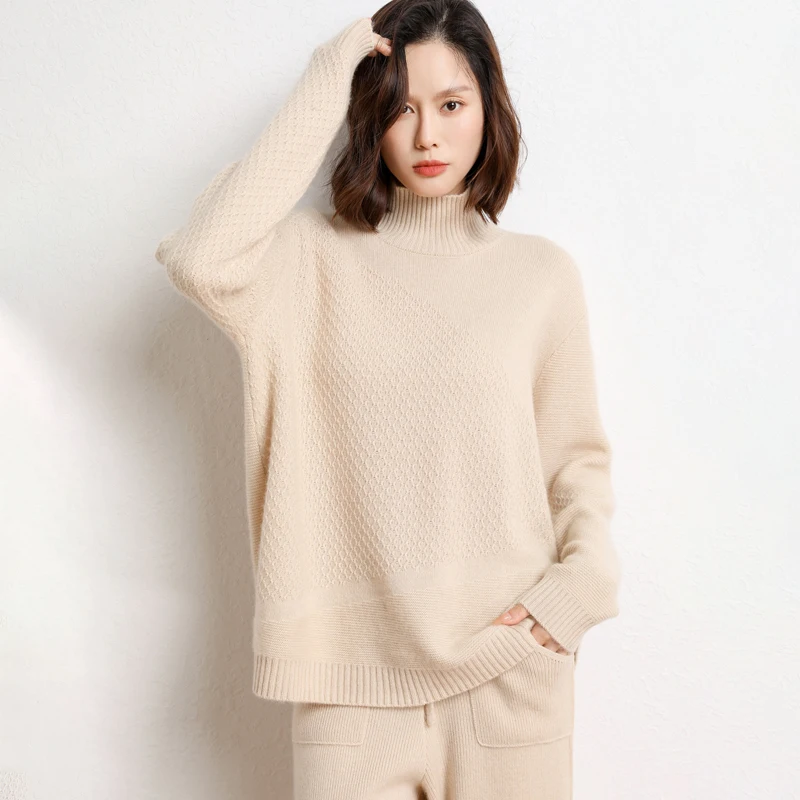 2023 Autumn And Winter Loose Style Clothing 100% Goat Cashmere Thicker Women Oversize Sweaters Soft Knitwears