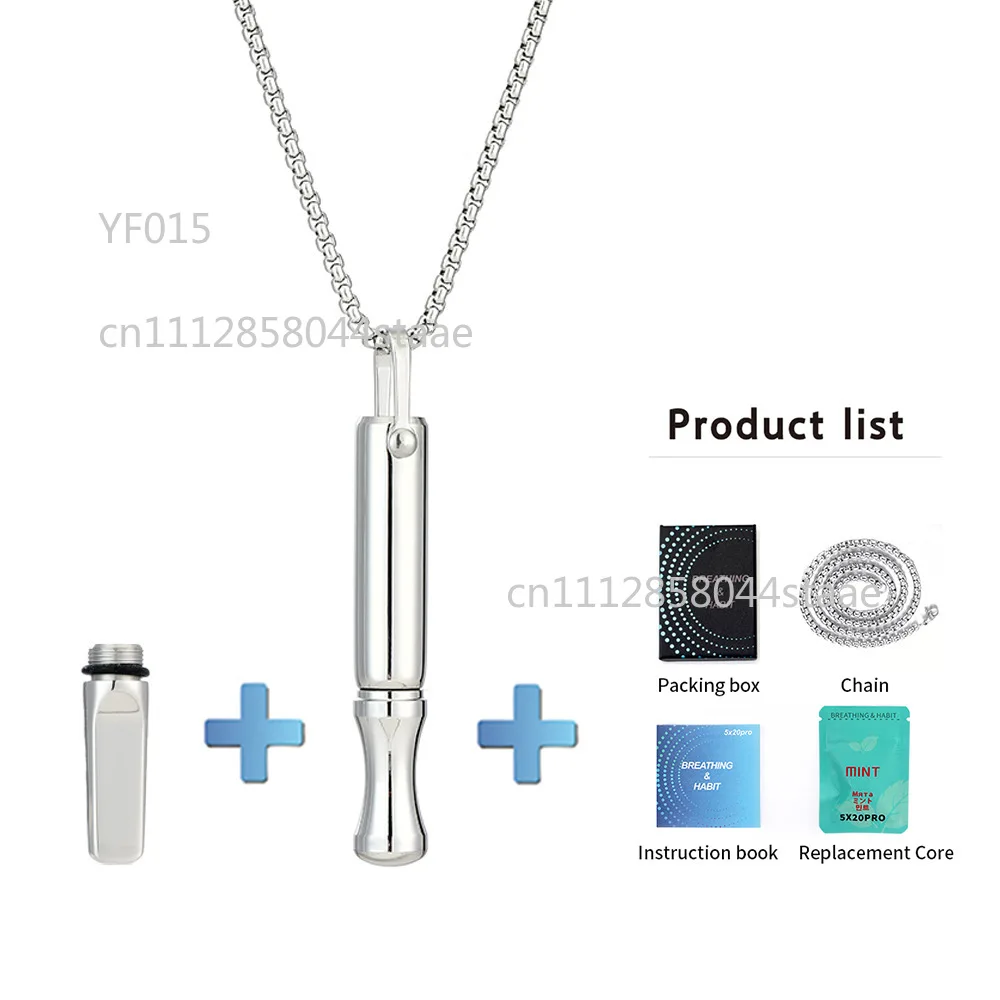 Aromatherapy Breathing Necklace with Filter Meditation Whistle Pendant for Stress Relief
