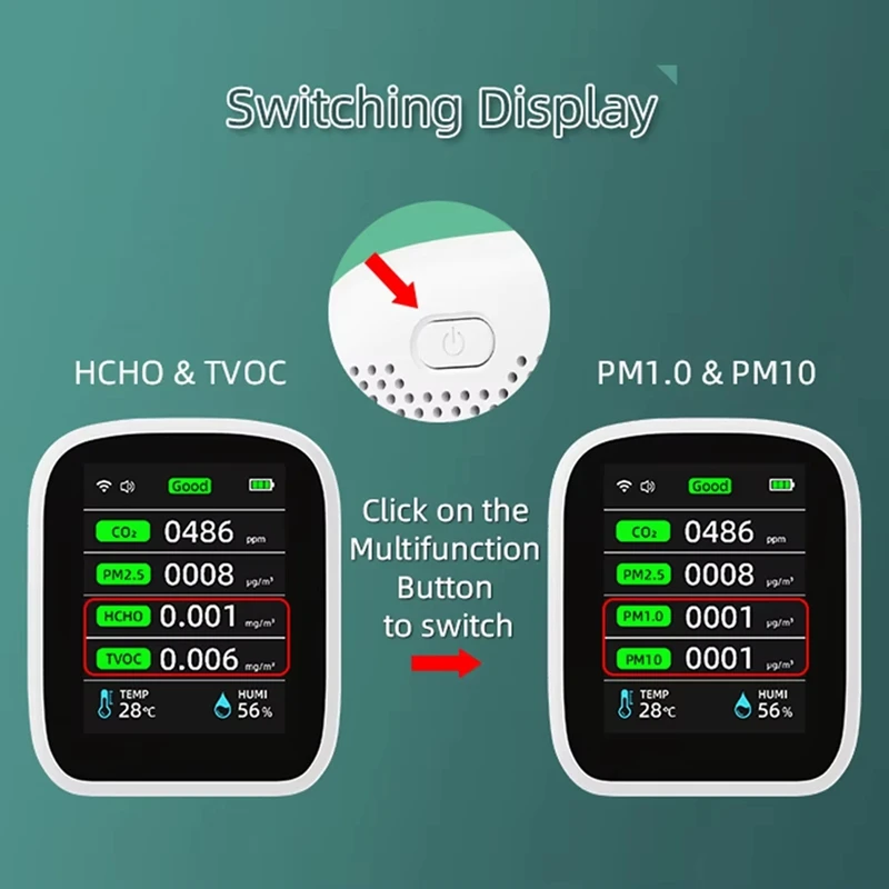 Tuya WIFI 8 & 1 moniteur de qualité de l'air HCHO TVOC PM1.0 PM2.5 PM10 testeur température humidité mètre détecteur de dioxyde de carbone