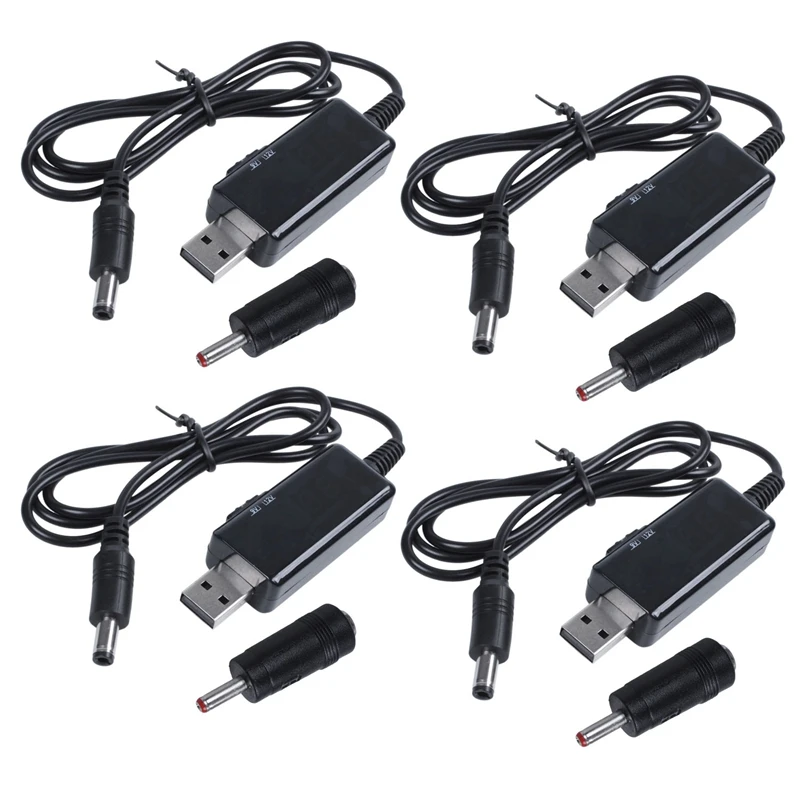 4X USB Boost Cable 5V Step Up To 9V 12V Adjustable Voltage Converter 1A Step-Up Volt Transformer DC Power Regulator