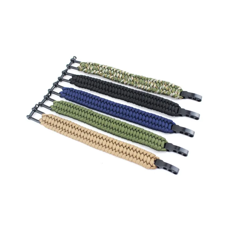 Emergency Safety Protective Survival Paracord Bracelet Zinc Alloy U Shape Buckle Multifunctional for Outdoor Camping