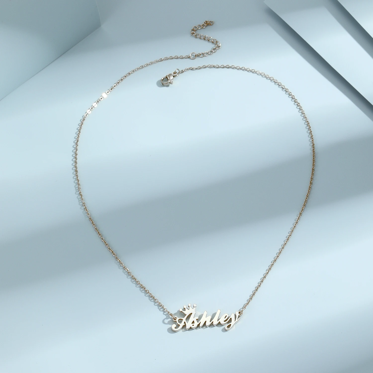 QIAMNI Custom Name Chain Necklace with Crown Personalized Stainless Steel Letters Nameplate Pendant Choker for Women Girls Gift