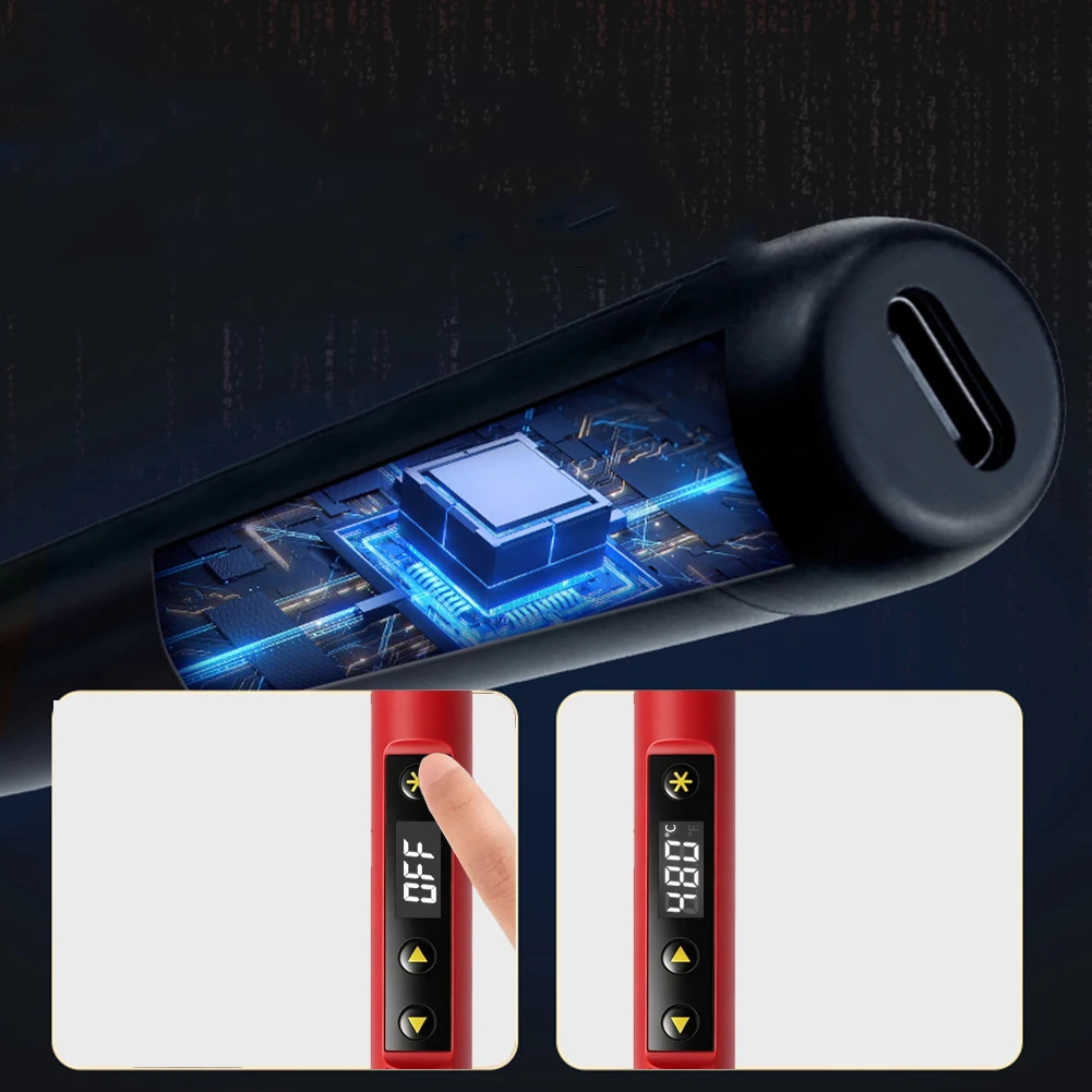 USB Soldering Iron 65W Heating 8 Seconds Adjustable Temp Range 60C-480C Digital Readout for Electronic Projects