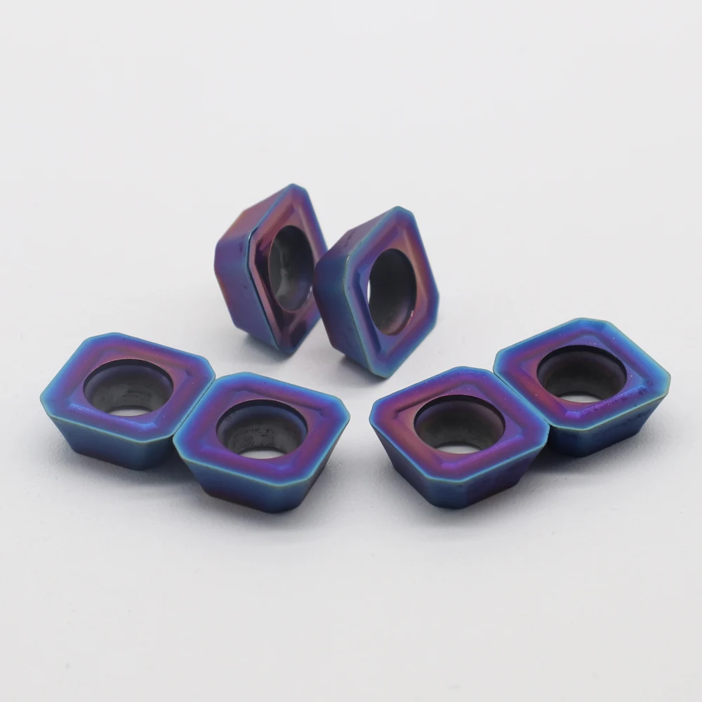 10 pçs sekt1204 colorido azul roxo fresagem de carboneto inserção torno peças ferramenta ferramenta fresagem cnc torno rpmt transformando lâmina