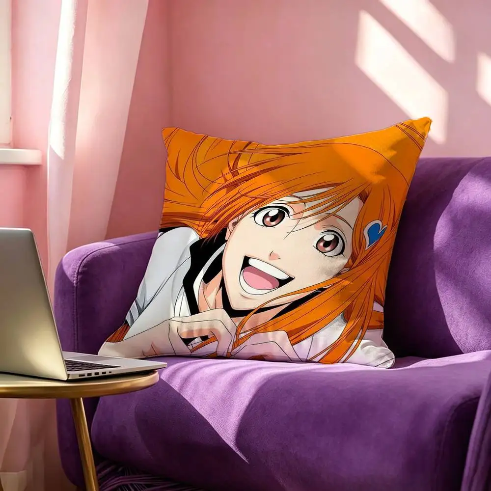B-Bleach O-Orihime Inoue Square Double-Sided printed Pillow Case Bedroom Bedside Pillow Sofa Cushion Cover 4