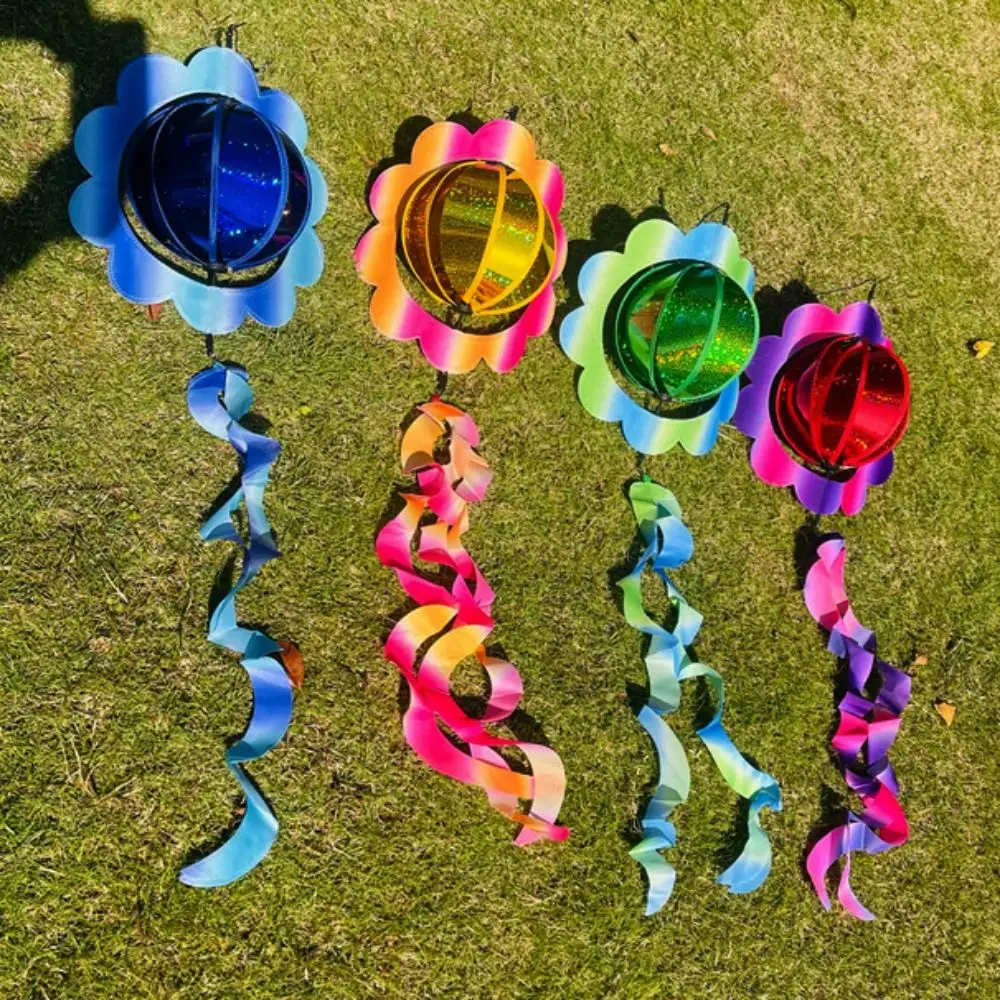 Bola de flor colorida hortênsia moinho de vento pano & plástico ao ar livre brinquedos das crianças pendurado bola moinho de vento não tóxico pendurado