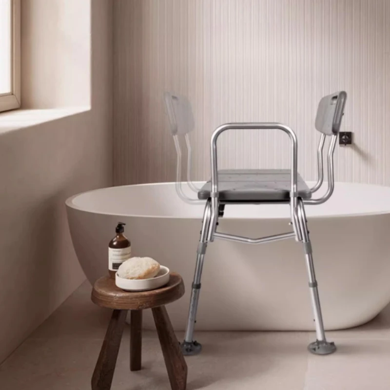 Lightweight Shower Stools Non-Slip Bath Seats with Armrest and Backrest Aluminum Tub Transfer Chairs for Bathtub Shower Seats