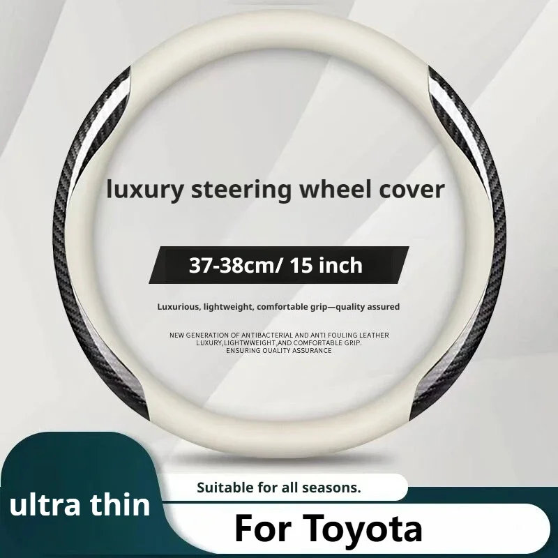 For Toyota Camry Rav4 Corolla Highlander Prado Yaris Cross Nappa Leather Steering Wheel Cover Ultra Thin 37-38Cm Anti-Slip
