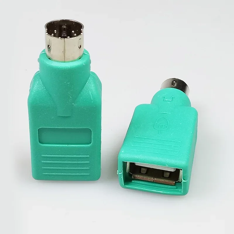 10pcs USB Female Jack to 6Pins DIN PS2 Male Plug Cable Adapter Cyan Color for Computer Mouse Keyboard Connector Converter DIY
