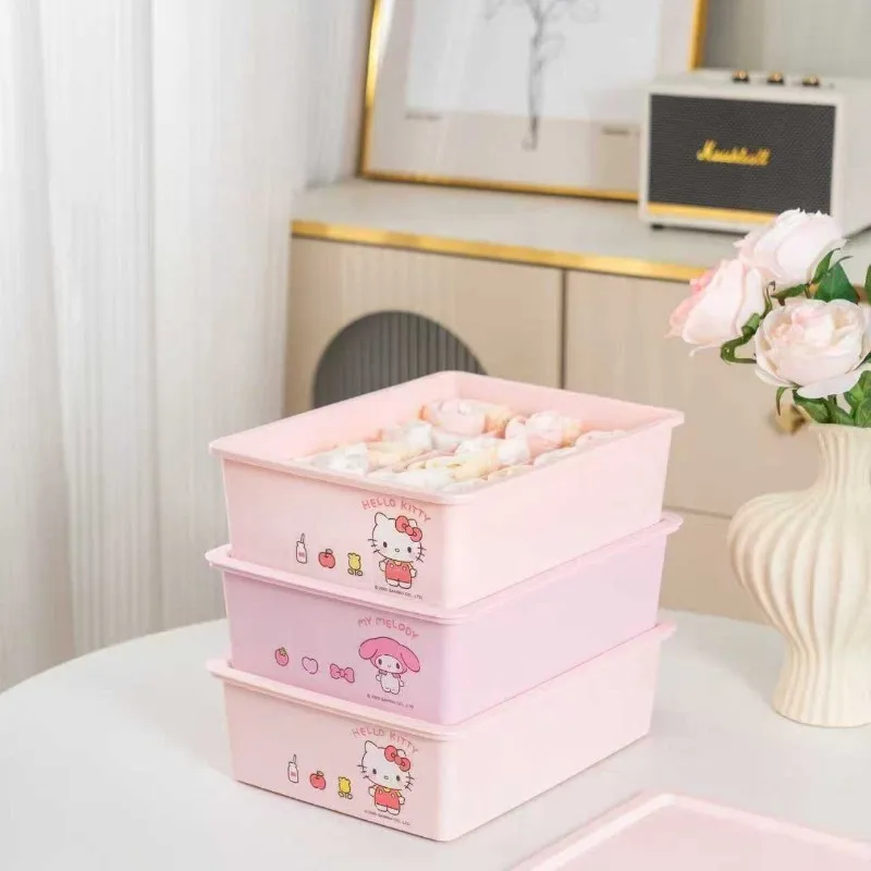 Sanrio My Melody Large Capacity Bra Panties Organizer HelloKitty Stackable Lid Grid Cartoon Dorm Essential Space Saver Toys - view 4