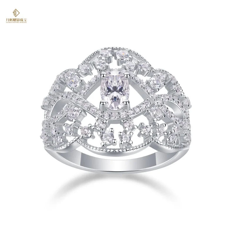 Fine Jewelry Luxury Wedding Ring Band 14K Solid Gold VVS Moissanite Prong Setting GRA Certified Women Engagement Ring
