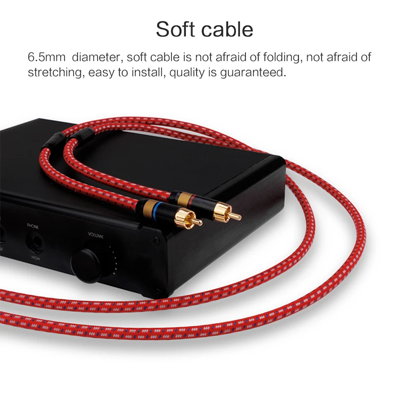 1 Pair Hifi RCA Cable 2 RCA to 2 RCA Interconnect Cable HIFI Stereo 4N OFC Male to Male for Home Theater DVD TV Amplifier