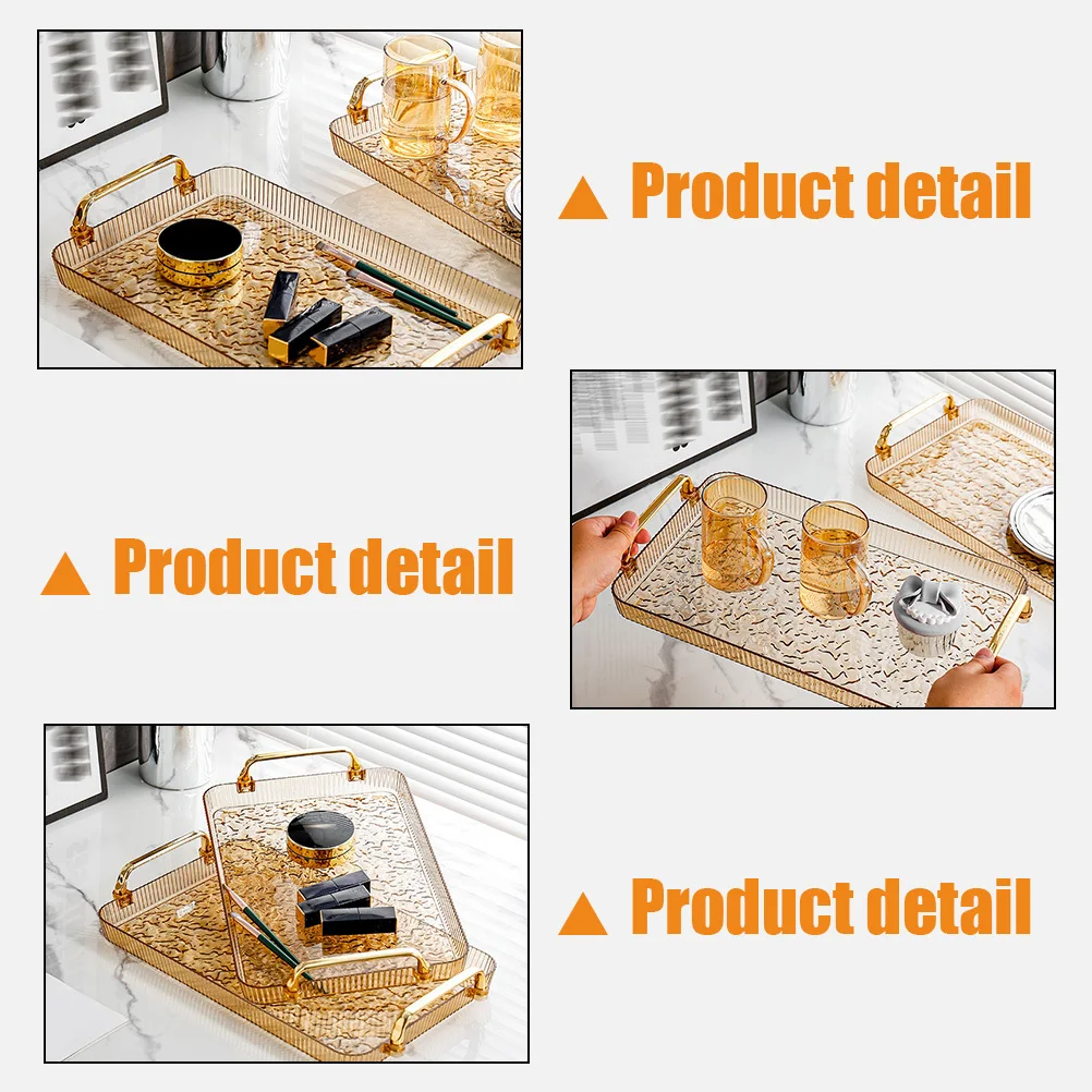 

Plastic Serving Tray Rectangular Rustic Design Food Snack Fruit Plate Easy Clean Home Office Hotel Restaurant Use Storage Dinner