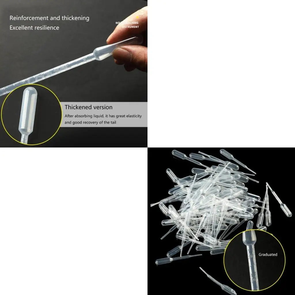 

100x Disposable Pipettes Plastic Transfer Pipette Clear Pipettes Dropper for Lab