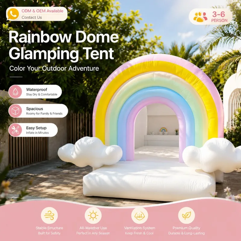 PVC Inflatable Rainbow Bubble House Dome Tent Custom Size Outdoor Inflatable Castle for Camping Backyard Party Event