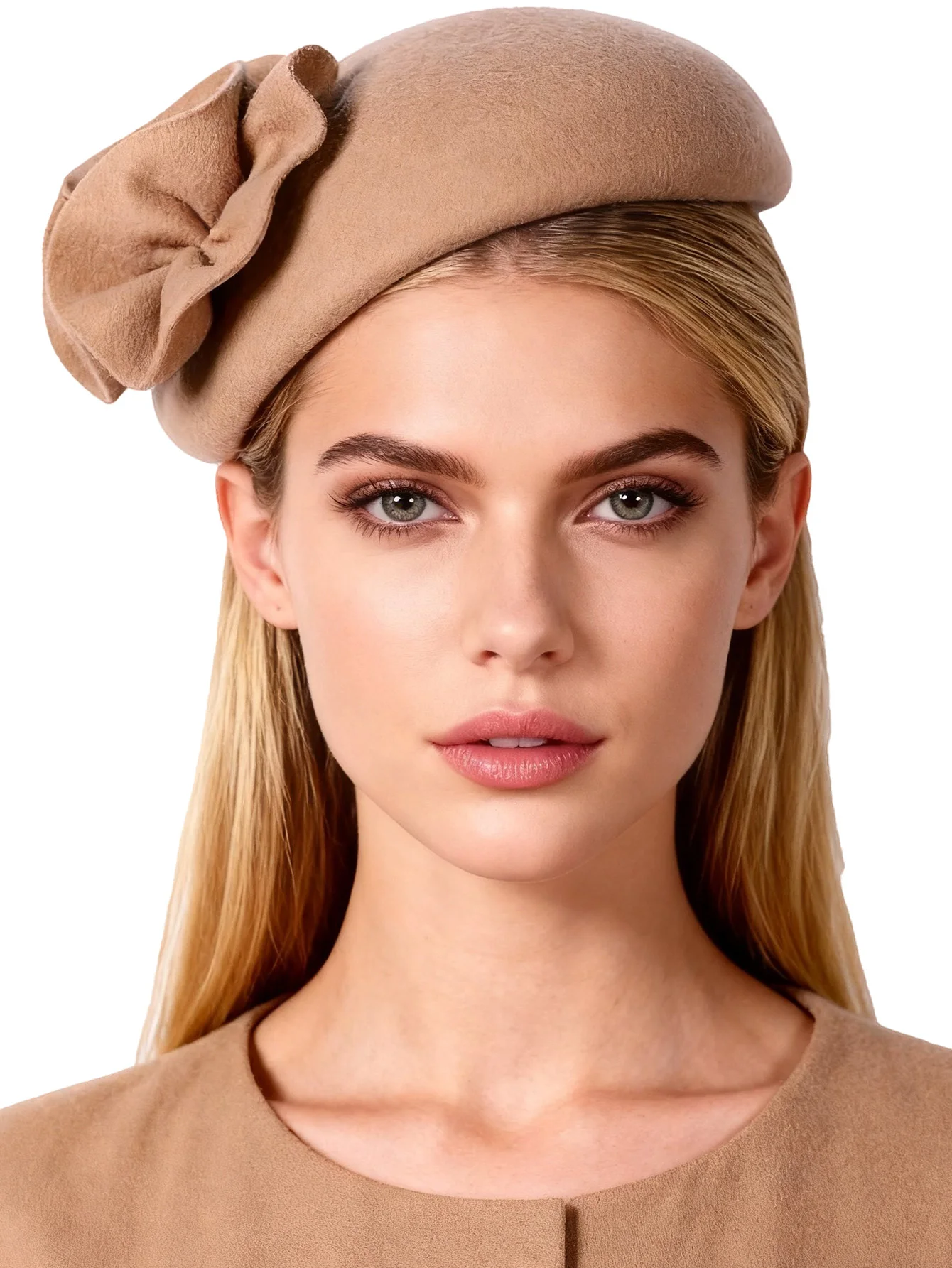 Vintage Elegant Wool Felt Fascinator Hat for Women Ladies with Flower Church Wedding Tea Party Dress Formal Hat Femme
