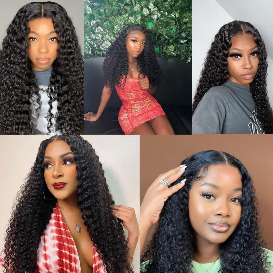 Smilegirl 220% Density 30 Inch Deep Curly Wave Wig 5x5 Glueless Lace Front Pre Plucked Brazilian Wet Wavy HD Transparent Lace Frontal Natural Color for Women