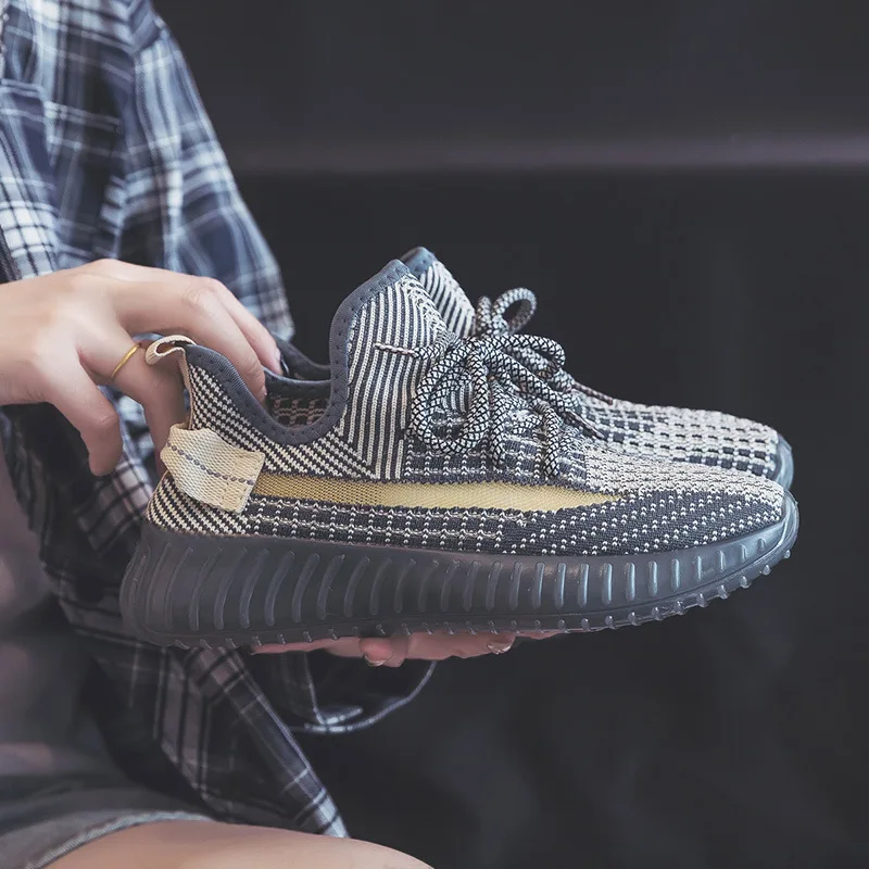 

Студенческие уличные кроссовки: дышащие и универсальные, для мальчиков и девочек, модные повседневные парные кроссовки, молодежные вязаные спортивные туфли