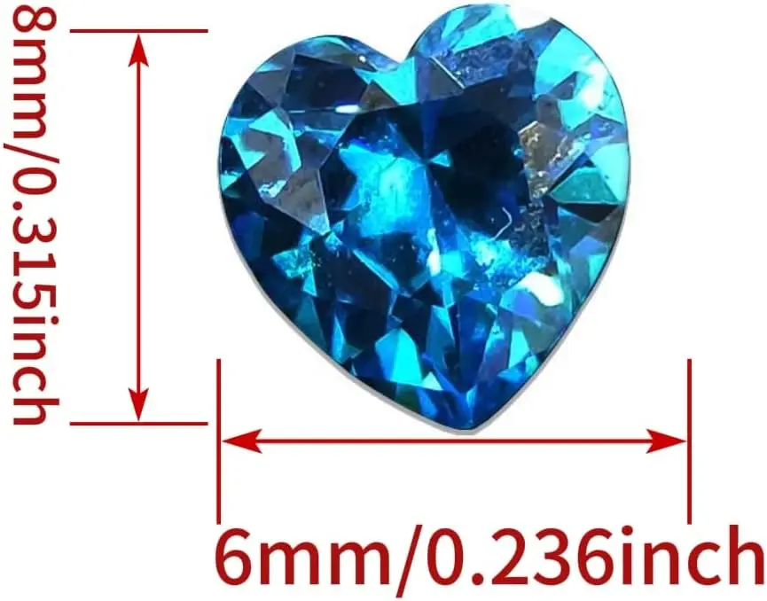 7mm Heart‑Shaped Cut Sea Blue Loose Faceted Gemstone Vivid Ocean Blue Gem Stone For DIY Jewelry Making Ring Pendant Setting Handcraft Accessories Gift