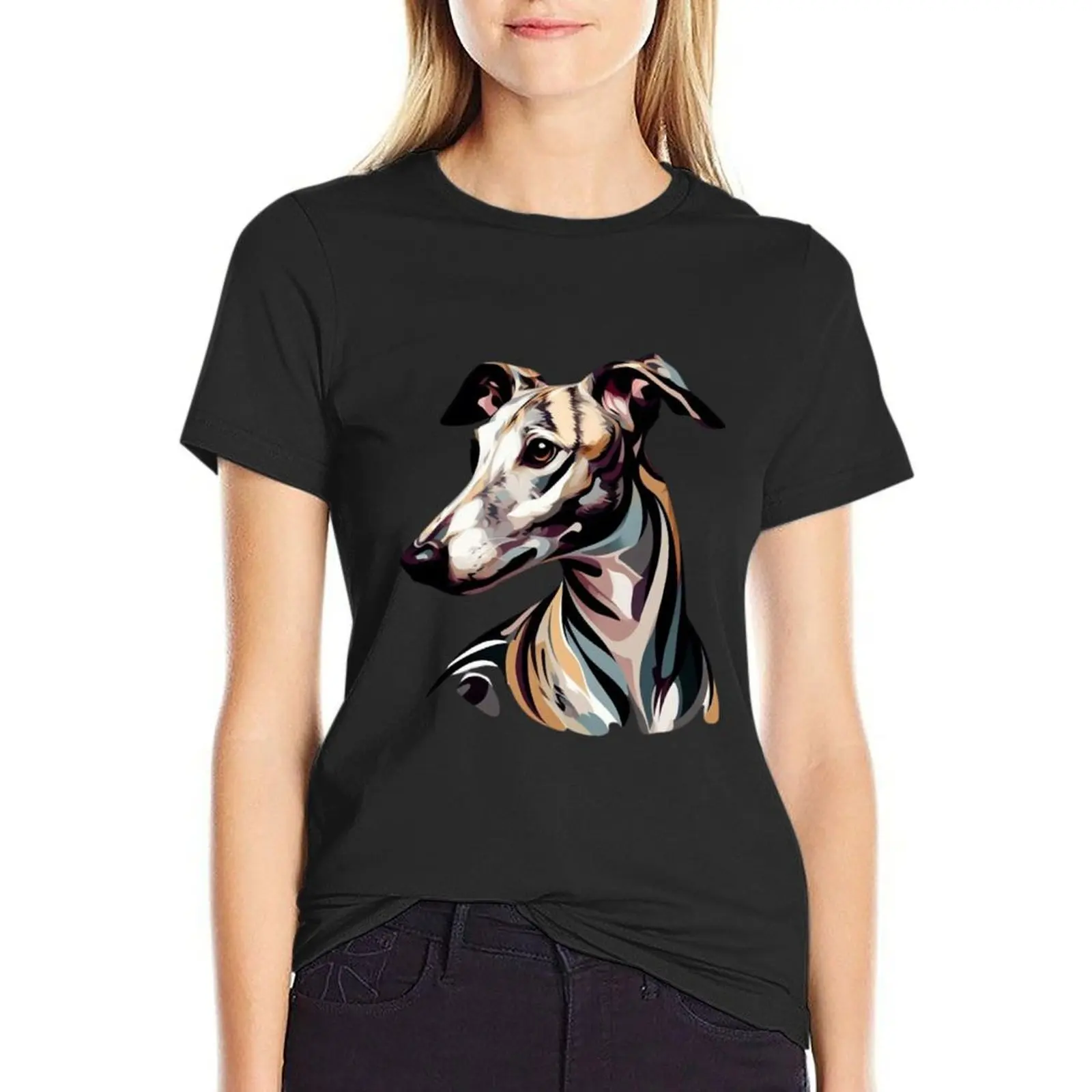 

Abstract Brindle Greyhound T-Shirt Blouse graphics tight shirts for Women