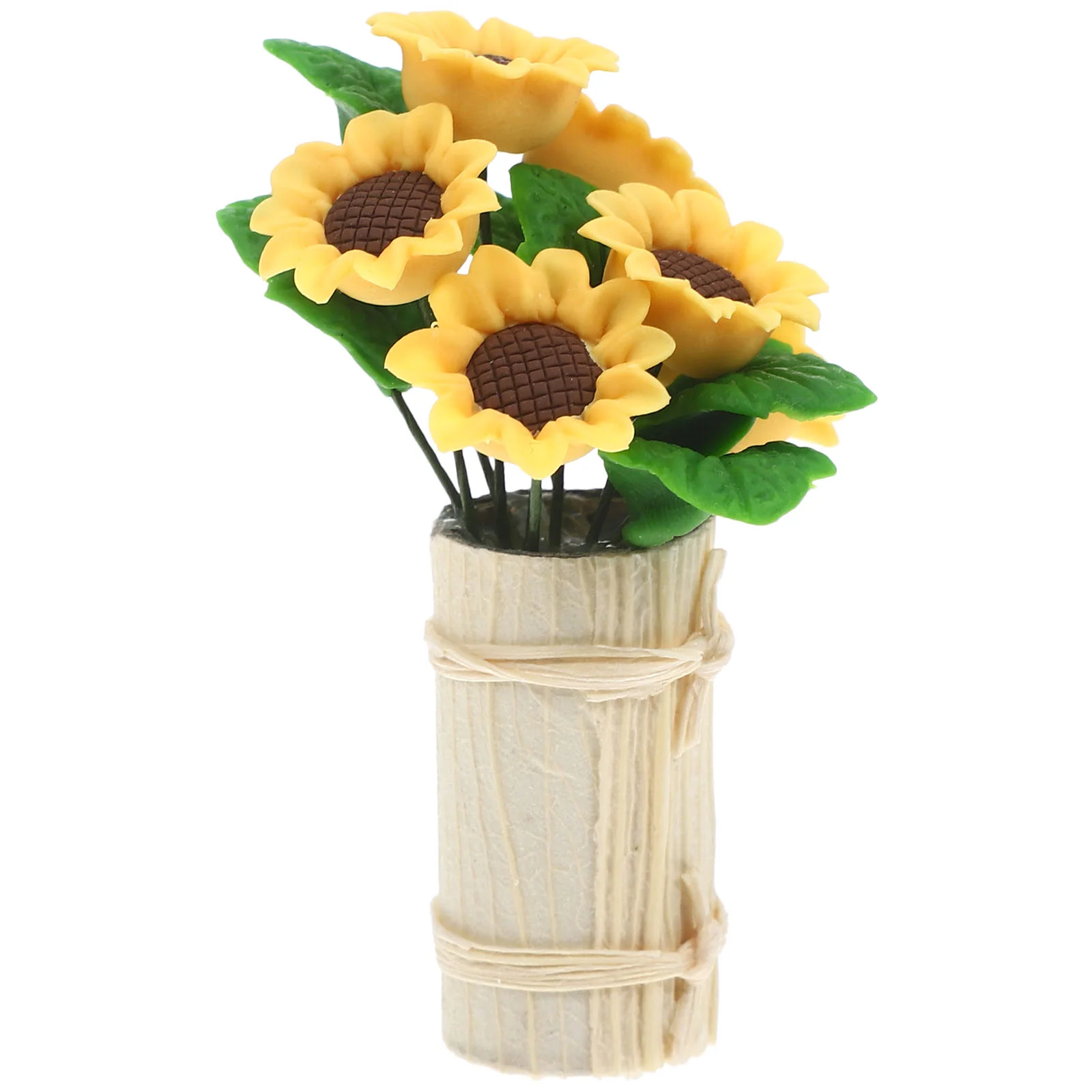 

House Mini Flower Craft Pot Small Fake Sunflowers Clay Miniatures Books Bottle Decoration