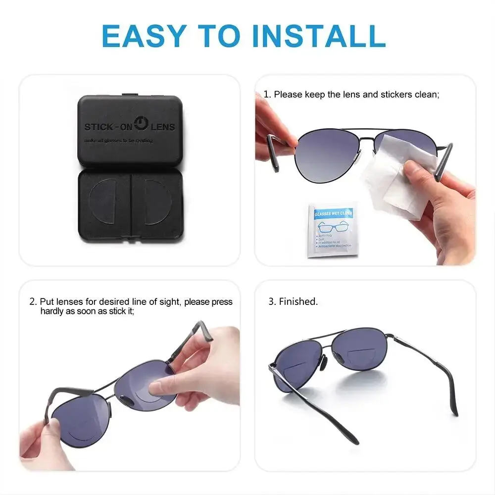 Dual-Use Flüssigsilikon Aufklebbare Bifokal-Lesebrille 2 Stück Alterssichtgläser Vergrößerung Wiederverwendbare Bifokalgläser – Detail 6
