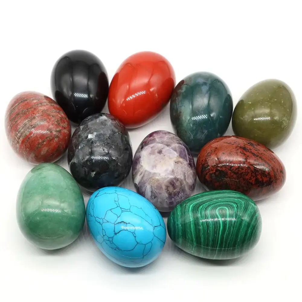 34x49 مللي متر يوني البيض تمثال الشفاء الطبيعي كريستال حجر شقرا الريكي الطاقة الكوارتز المعدنية عينة ديكور المنزل هدية عيد الفصح #2