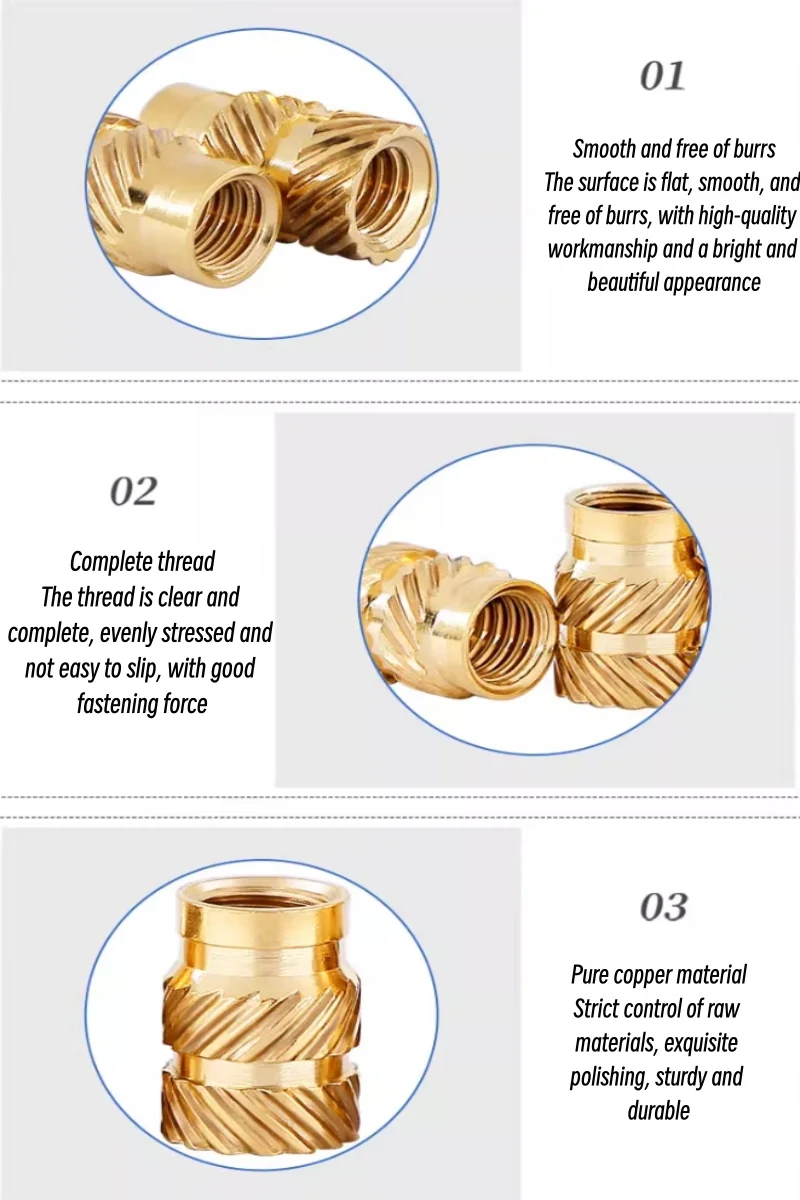 M1 M1.4 M1.6 M1.7 M2 M2.5 Insert Messing Moer Dubbele Twill Injectie Inbedding Moer voor 3D Printer Plastic Case