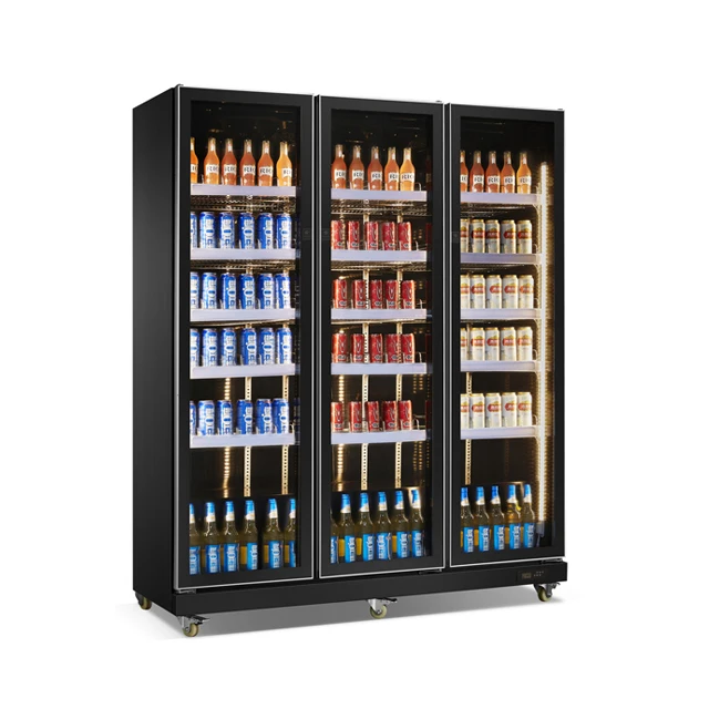 

Commercial Refrigeration Equipment 3 Doors Air Cooling Drinks Upright Display Cooler Freezer Fridge