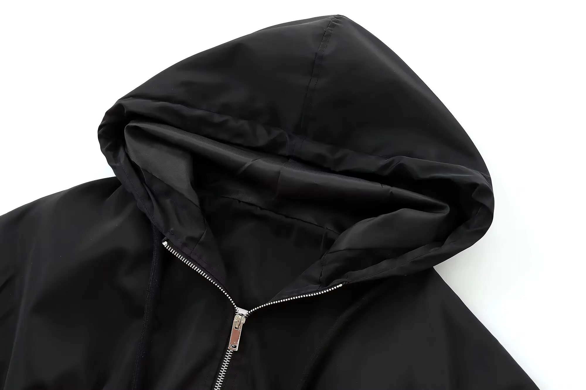 Veste à capuche noire à manches longues pour femmes, style européen et américain, mode décontractée, style de rue, automne, nouveau, 2024