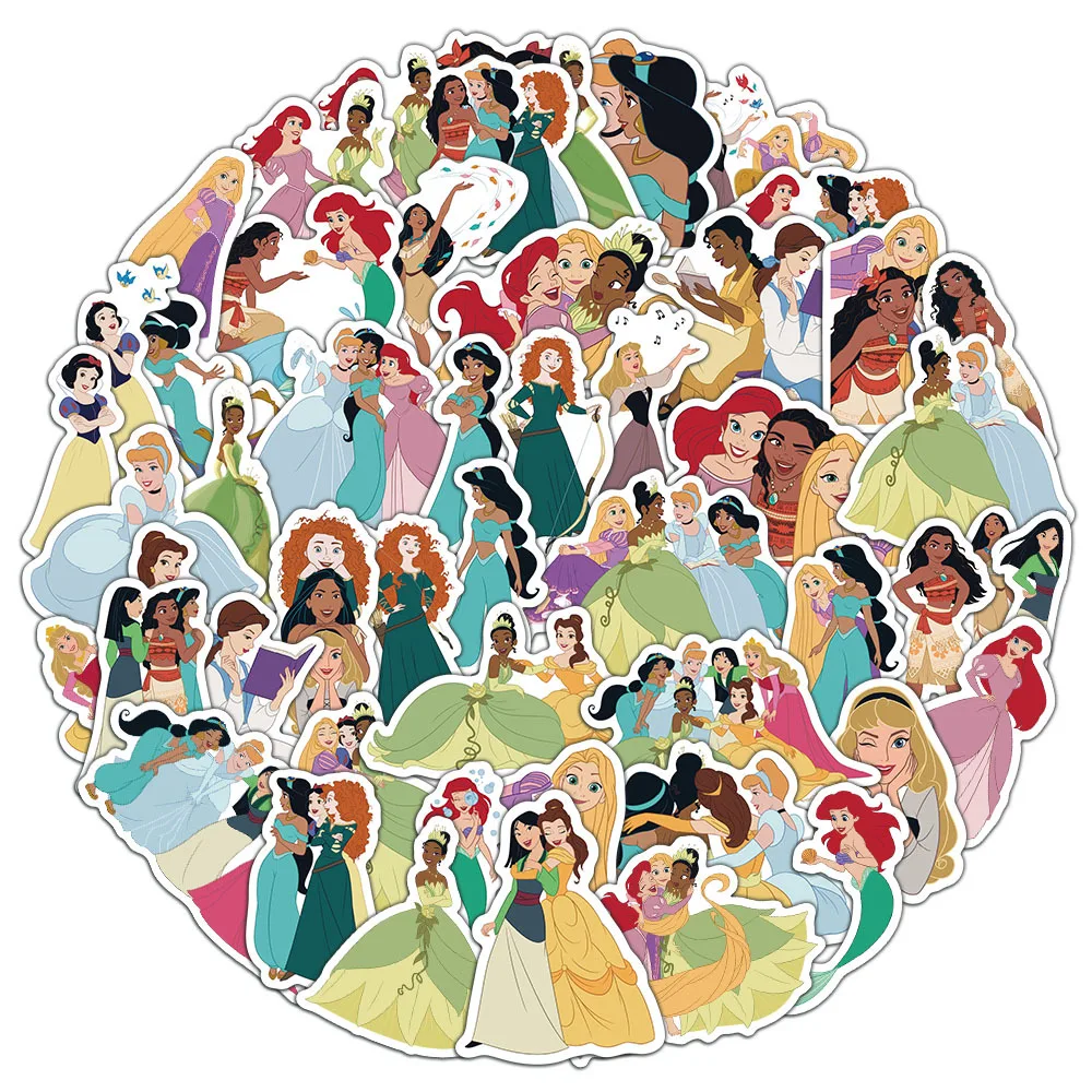 52pcs Cartoon Movie Princess Graffiti Stickers Waterproof Diy Decals For Phone Laptop Luggage Notebook Thermos Helmet Ipad Decor