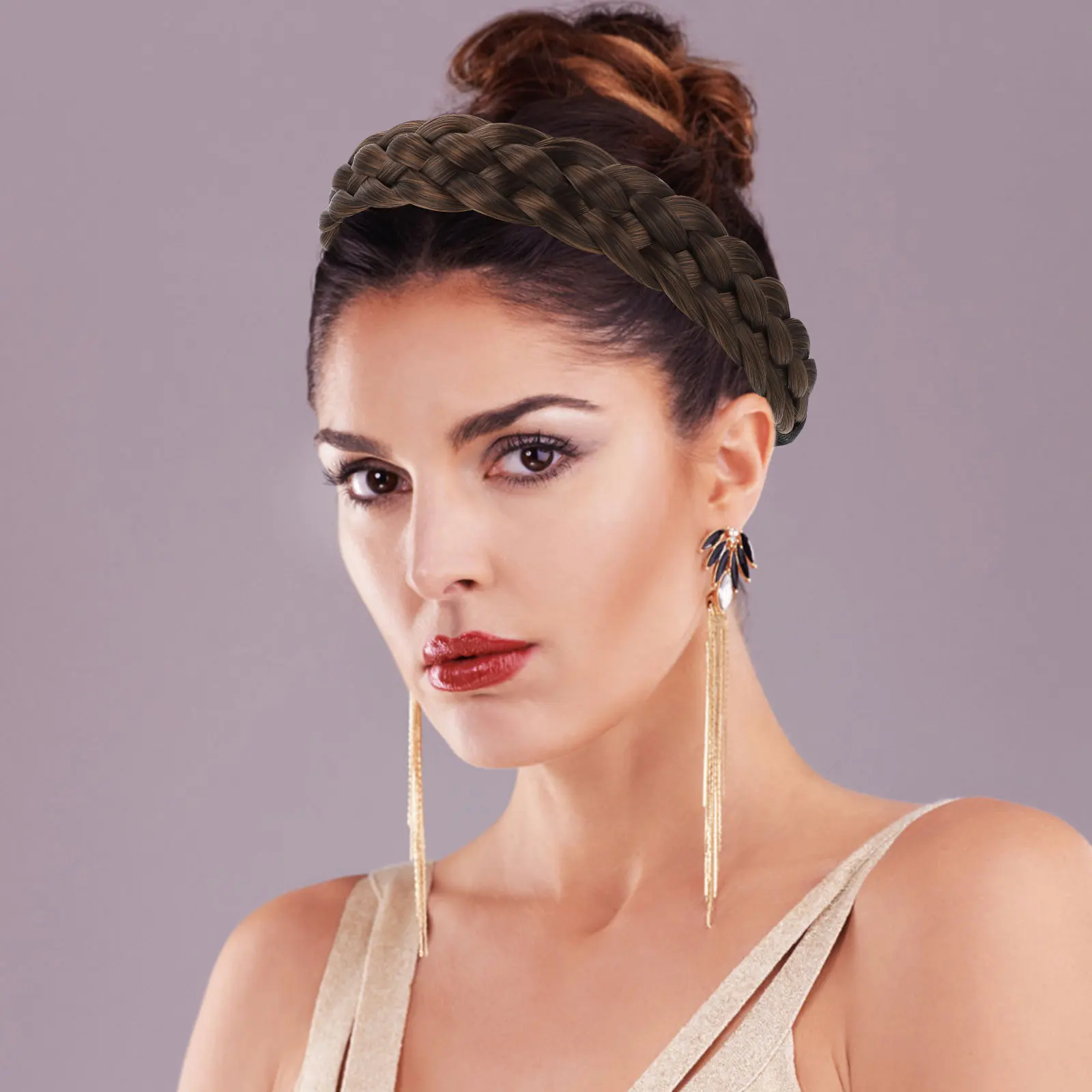 

Vintage Headbands Hair Bride Ribbon Bohemia Braid Hairband Women Headband Braid Headpiece Female Headdress Retro Style