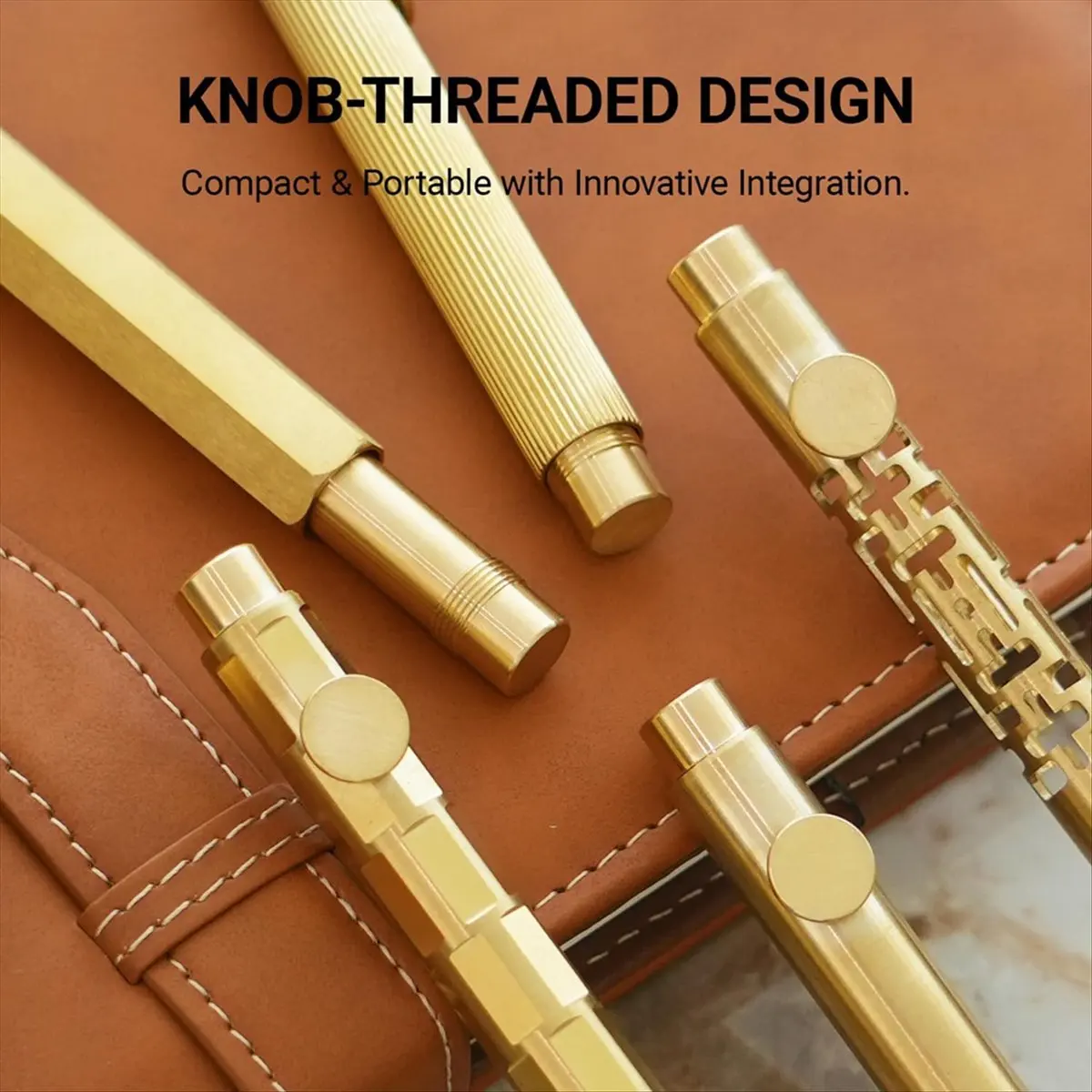 【~ NEW B63C】Mini -Brass Pocket Pen, Small Short & Compact Fancy Vintage Ballpoint Pen for Travel, Gift Pen with 4 Refills Set 2