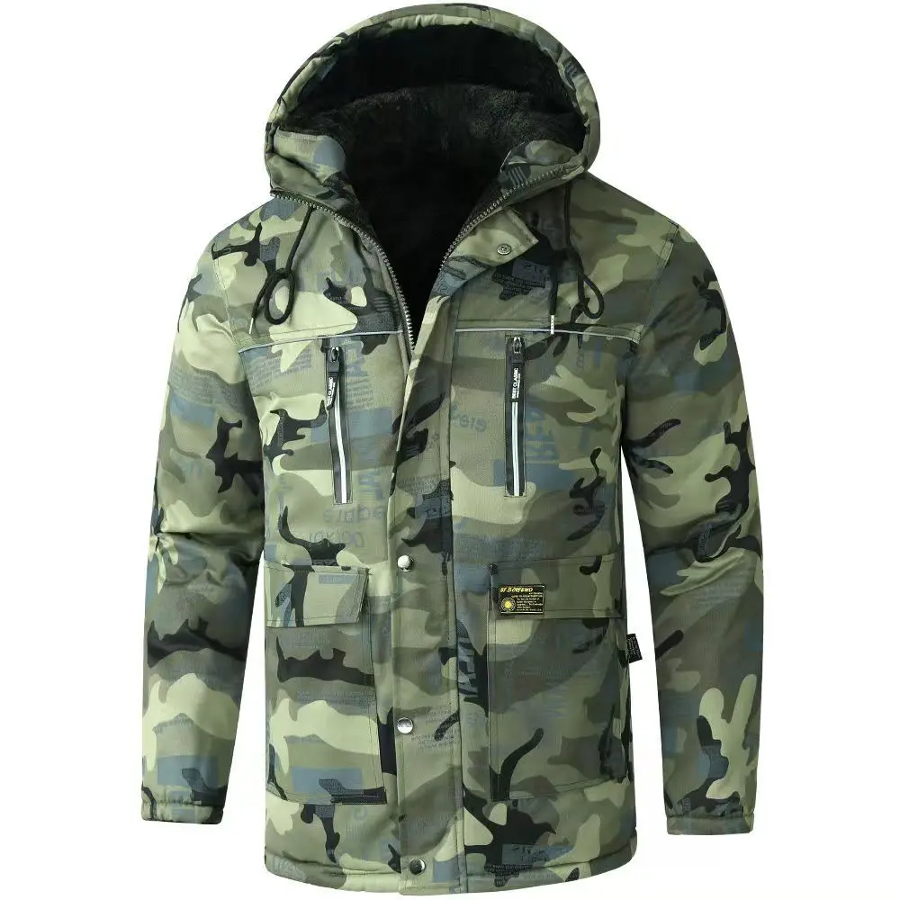 Camouflage Down Parkas Jackets 2024 Men\'s Parka Hooded Coat Male Wool Liner  Parkas Winter Jacket Men Military Cotton Overcoat