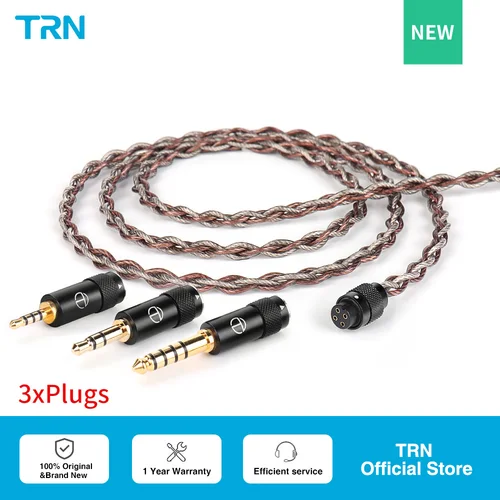Auriculares TRN RedChain, Cable de actualización de cobre OFC Chapado en plata con conectores intercambiables 2,5/3,5/4,4 para TRN MT1 MAX TA4