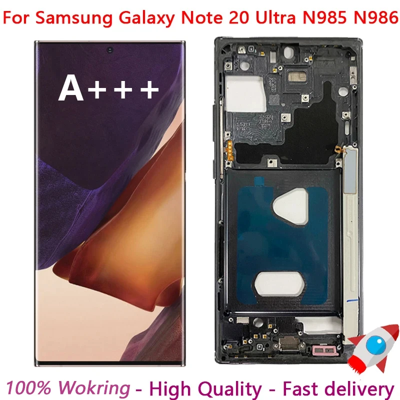 Super Amoled Display Note20 ultra with Frame LCD For Samsung Galaxy NOTE 20 Ultra N985 N985F N986B Touch Screen Digitizer Repair